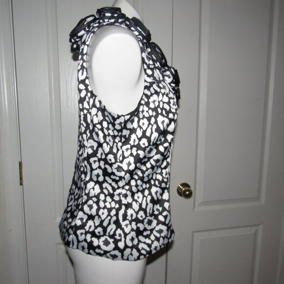 Jackie Jon New York Rosette-Neck Animal Print Shell Top • Size 12 | Chic Elegant - Picture 4 of 6
